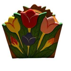 🥳Floral Wooden cup coasters with holder